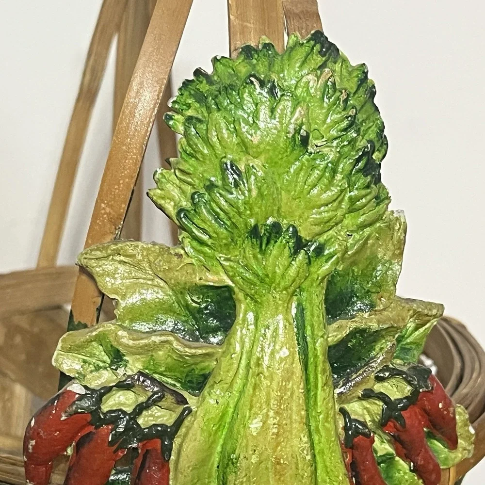 Vintage‎ Woven Style Basket Decorative Ceramic Vegetable Accents Farmhouse Decor